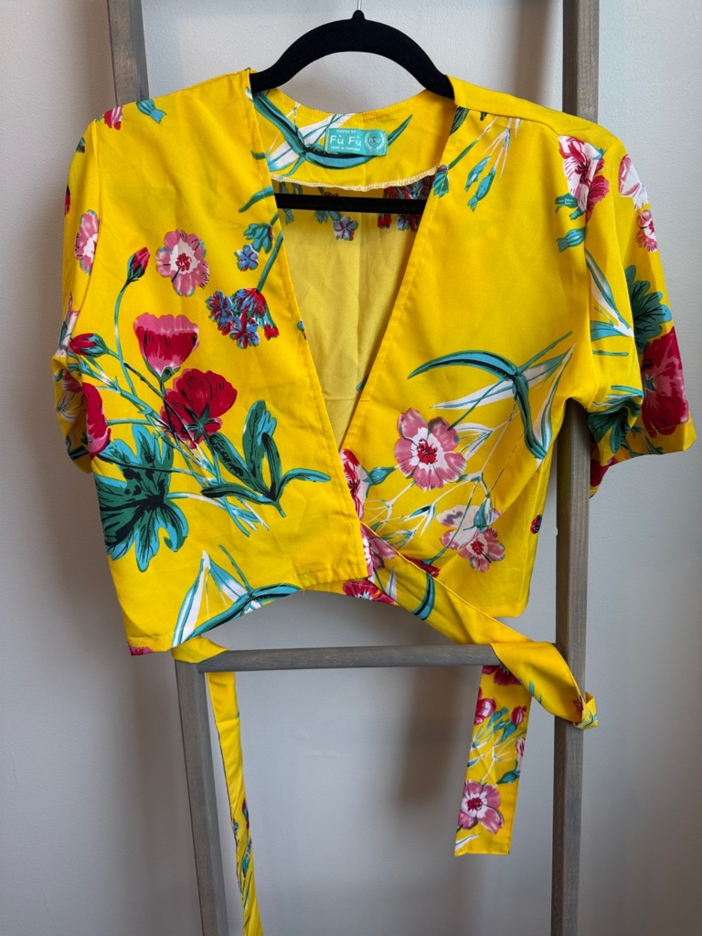 Yellow Floral Wrap Crop Top